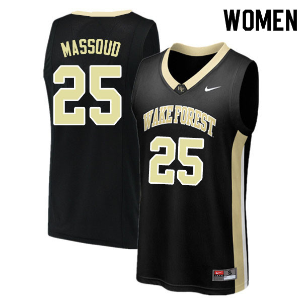 Women #25 Ismael Massoud Wake Forest Demon Deacons College Basketball Jerseys Sale-Black